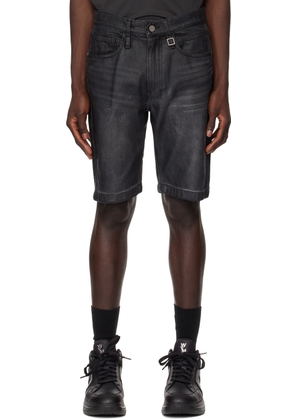 WOOYOUNGMI Black Faded Denim Shorts