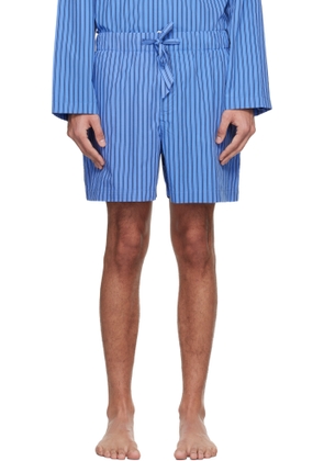 Tekla Blue & Black Poplin Pyjama Shorts
