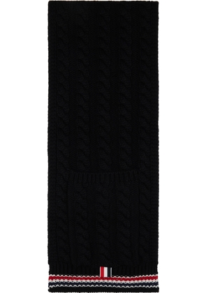 Thom Browne Black Cable Stitch RWB Stripe Pocket Scarf