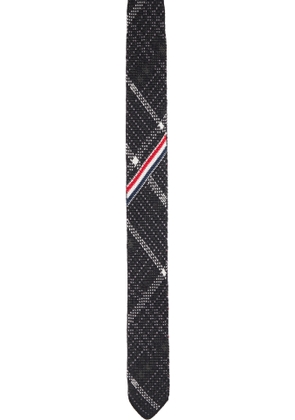 Thom Browne Black Plaid Check Silk Knit RWB Tie