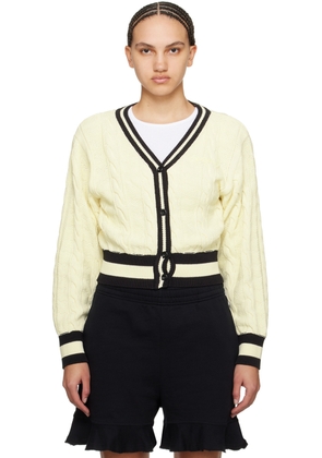 OPEN YY Off-White Heart & Cable Cardigan