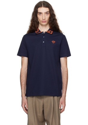 Versace Navy Greca Polo
