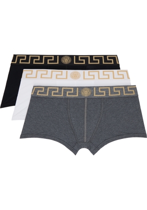 Versace Three-Pack Multicolor Greca Border Boxer Briefs