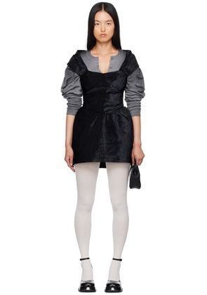 SHUSHU/TONG Black Sweetheart Neck Minidress