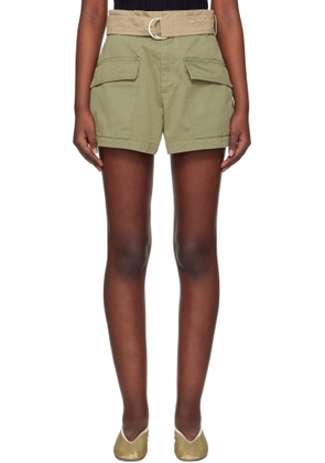 SEA NY Green & Beige Carolina Shorts