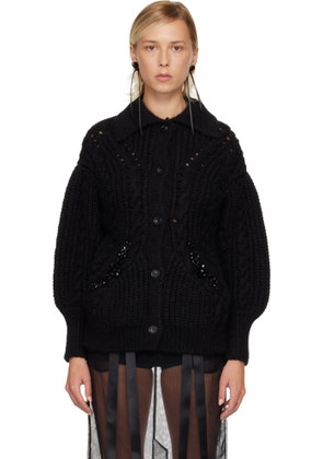 Simone Rocha Black Sculpted Chunky Knit Cardigan