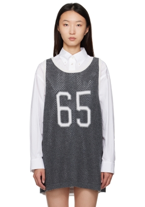 Thom Browne Gray Athletic Mesh Basketball Jersey Tank Top
