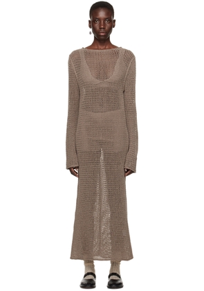Lauren Manoogian Brown Net Maxi Dress