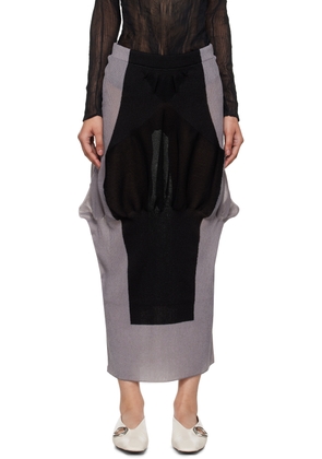 ISSEY MIYAKE Gray & Black Shaped Nude Maxi Skirt
