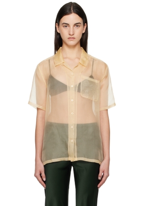 Silk Laundry Beige Organza Camp Shirt