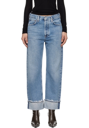 AGOLDE Blue Fran Low Slung Straight Jeans