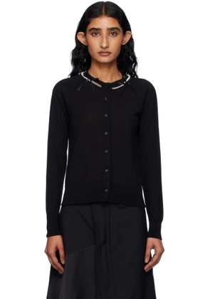 Simone Rocha Black Pearl & Chain Bow Cardigan