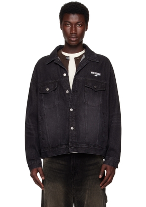 We11done Black '1506' Logo Loose-Fit Trucker Denim Jacket