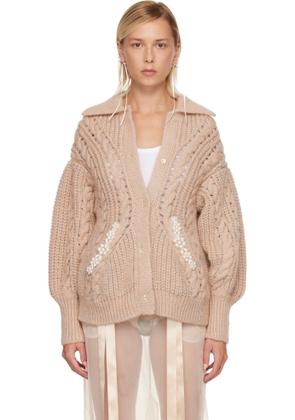 Simone Rocha Pink Sculpted Chunky Knit Cardigan