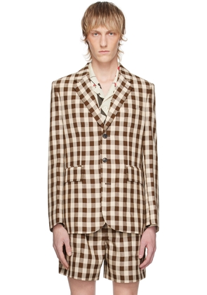 Bode Brown & White Gilbert Check Blazer
