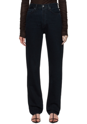 AGOLDE Black 90's Pinch Waist High Rise Straight Long Jeans