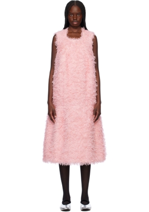 Comme des Garçons Pink Sleeveless Faux-Fur Midi Dress
