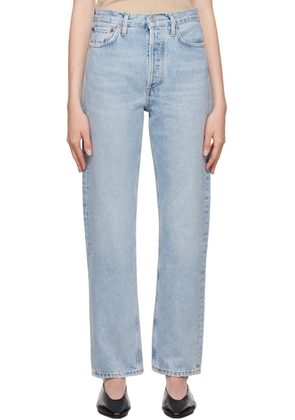 AGOLDE Blue 90's Pinch Waist High Rise Straight Jeans
