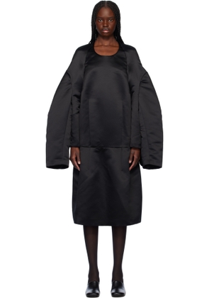 Comme des Garçons Black Satin Thick Midi Dress