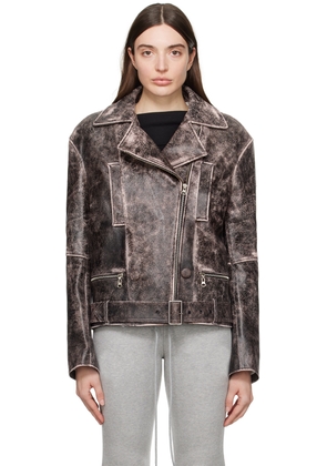 OPEN YY Brown Distressed Leather Jacket
