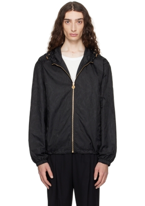 Versace Black Barocco Jacquard Windbreaker Jacket