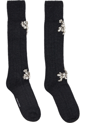 Simone Rocha Gray Embellished Rose Knee Socks