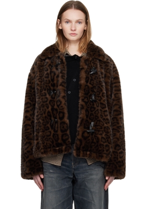 Andersson Bell Brown & Black Leopard Fur Duffle Jacket