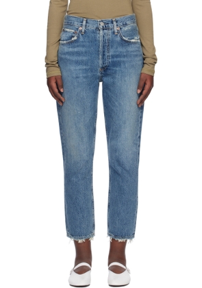 AGOLDE Blue Riley High Rise Straight Crop Jeans