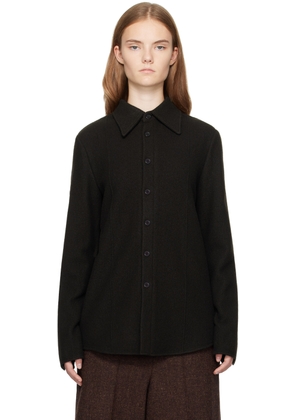 UMBER POSTPAST Brown Slim Fit Wool Felted Shirt