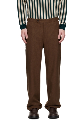 Bode Brown Linen Suiting Trousers