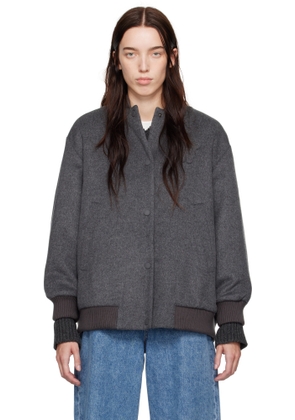 Weekend Max Mara Gray Adorni Bomber Jacket