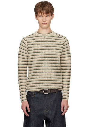 AURALEE Beige Shetland Wool Cashmere Rib Knit Sweater