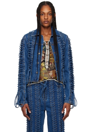 Jean Paul Gaultier Blue 'The Lace-Up' Denim Jacket