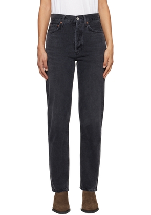AGOLDE Black 90's Pinch Waist High Rise Straight Jeans