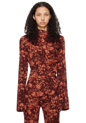 Jade Cropper Brown & Orange Asymmetric Blouse