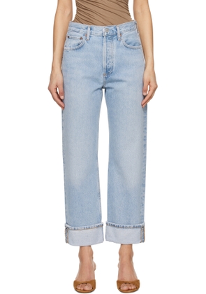 AGOLDE Blue Fran Low Slung Straight Jeans