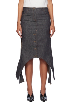 Courrèges Gray Reversed Denim Midi Skirt