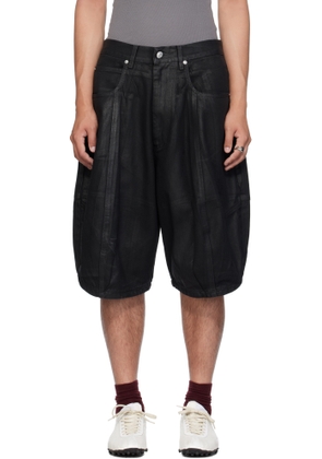 LU'U DAN Black Puffa Denim Shorts