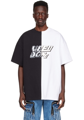 We11done Black & White Half & Half T-Shirt
