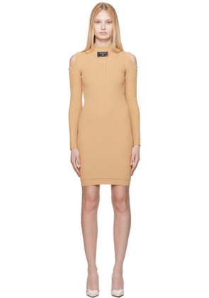 Balmain Beige Shoulder Cut Knit Minidress