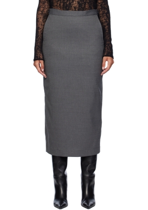 REMAIN Birger Christensen Gray Suiting Midi Skirt