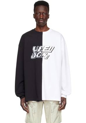 We11done Black & White Half & Half Long Sleeve T-Shirt