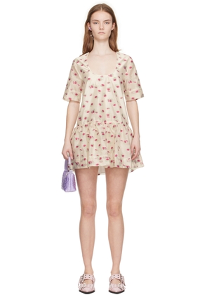 GANNI Beige Open-Back Minidress