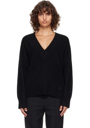 Loulou de Saison Black Sage LDS V Neck Cashmere Sweater