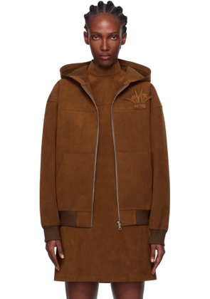 AO YES Brown Hooded Faux-Suede Jacket