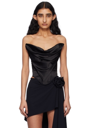 Magda Butrym Black Draped Satin Strapless Corset