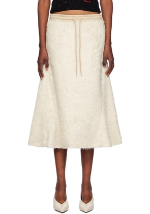 OPEN YY Beige Shaggy Faux-Fur Midi Skirt