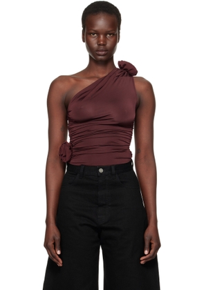 Magda Butrym Burgundy One Shoulder Tank Top