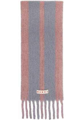 Marni Pink & Gray Striped Alpaca Scarf
