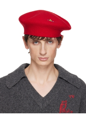 Vivienne Westwood Red Embroidered Logo Beret